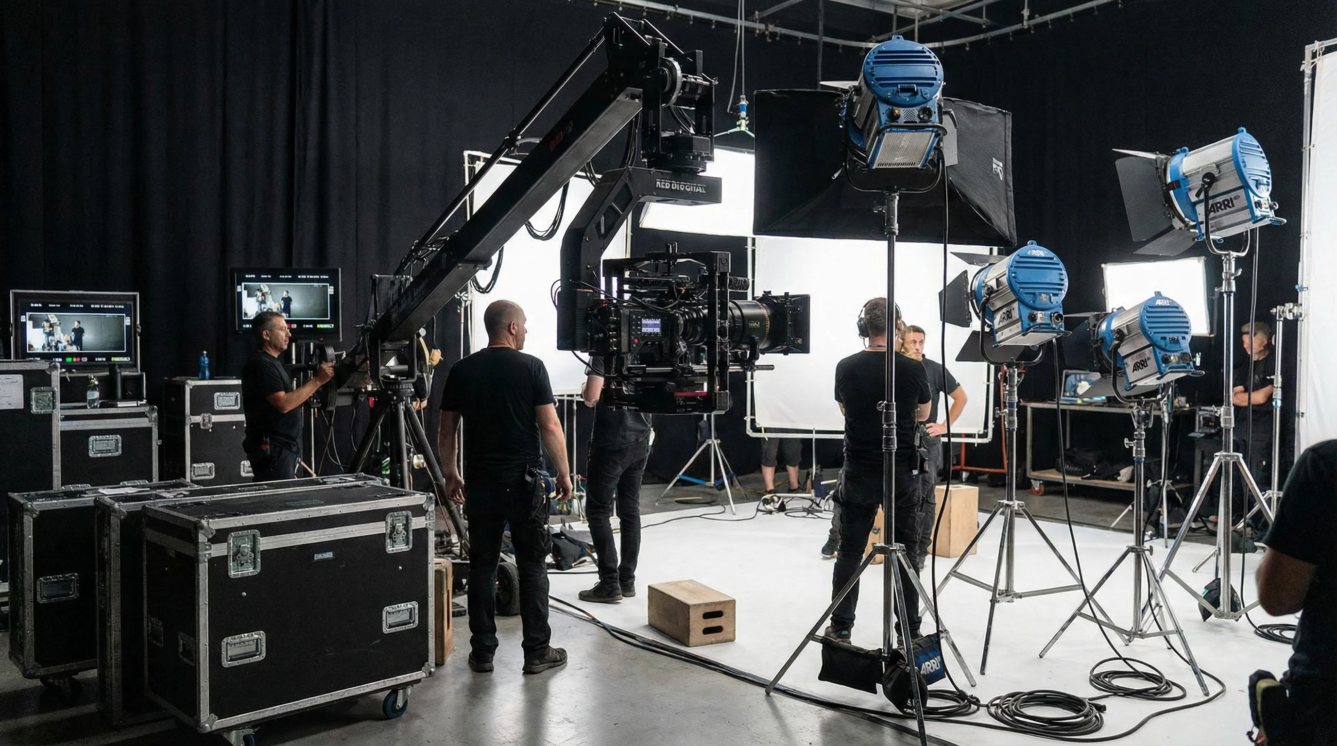 独立制片团队使用专业设备拍摄